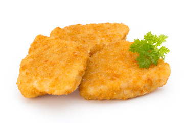 Nugget chiken on the white background.