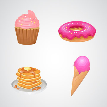 Candies, sweets vector icon set.