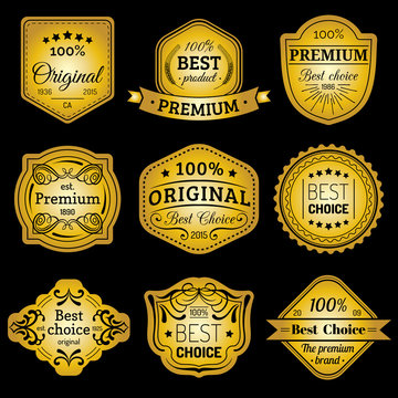 Premium logos set. Best choice emblems. Quality badges. Used for advertising, branding etc.