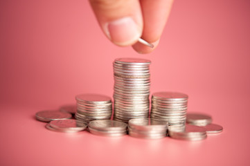 Saving money concept, money coin stack growing business