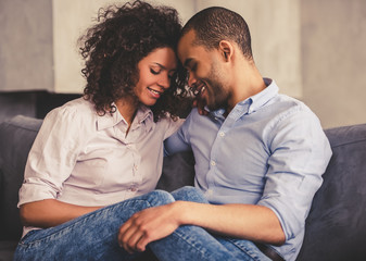 Afro American couple at home