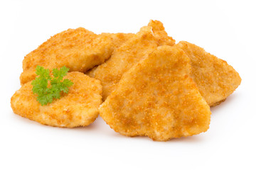 Nugget chiken on the white background.
