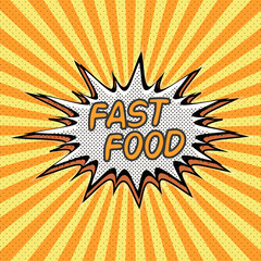 Fast food word background in style pop art