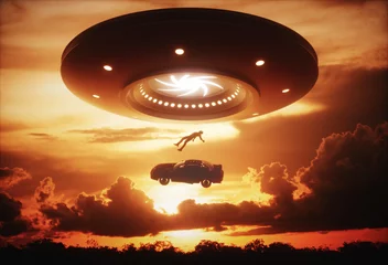 Foto op Plexiglas UFO buitenaardse ontvoering © ktsdesign