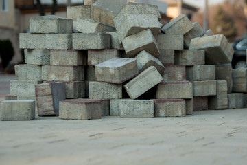 Laying paving slabs on the street