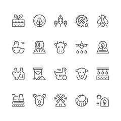 Set line icons of farming and agriculture
