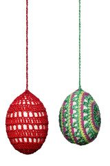 Hung eggs with crocheting traditional handcraft