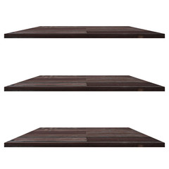 Wooden shelves isolated on white