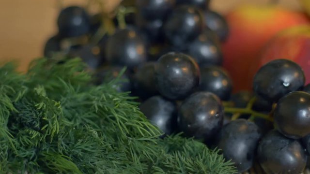 Sliding to fresh fruits in the kitchen.