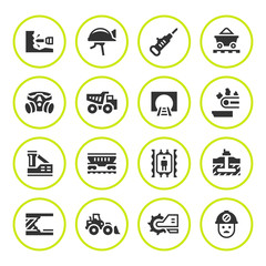 Fototapeta premium Set round icons of mining