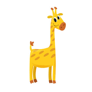vector illustration of cartoon cute smiling giraffe