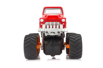 big truck toy color red isolated on white background © chercvc999