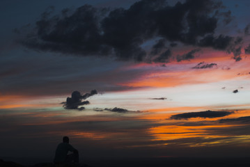 Fototapeta na wymiar Man silhouette at sunset in Brazil