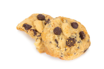 chocolate chip cookie isolated on white background