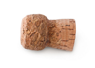 Wine cork on white isolated background, object