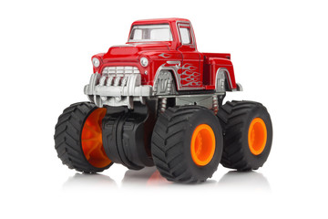 big truck toy color red isolated on white background © chercvc999