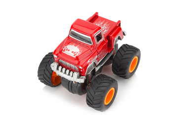 big truck toy color red isolated on white background