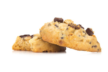 chocolate chip cookie isolated on white background