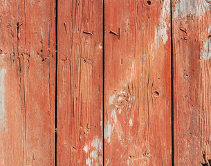 Wood texture. Red painted old door
