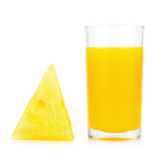 watermelon yellow slice and watermelon yellow juice and  isolated on white background