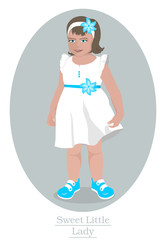 Lovely lady girl in fancy white dress