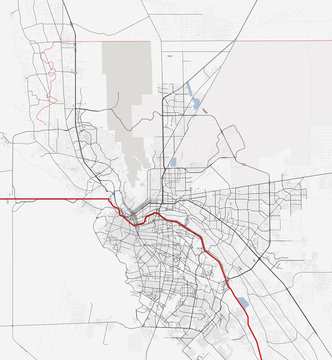 Map El Paso city. Texas Roads