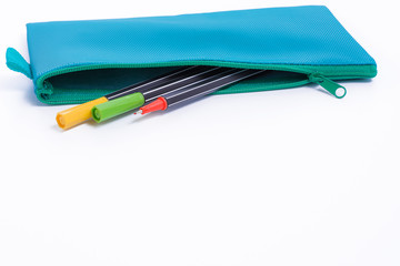 Blue leather pencil case