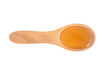 Top view of honey in spoon