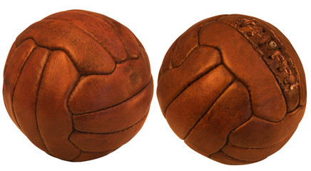 old brown leather ball for volleyball