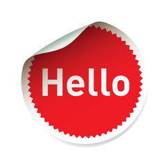 Red vector sticker and text HELLO
