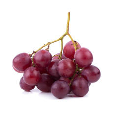 Bunches of fresh ripe red grapes on a white background
