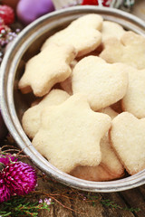 Christmas cookies in star and heart shape