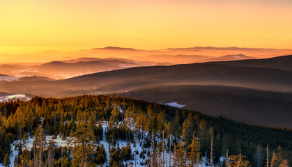 sumava, park, national, landscape, czech, winter, nature, country, hill, sun, forest, scene, fog, view, sky, colorful, outdoor, republic, cloud, mountain, activity,panorama, bohemia