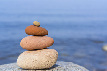 Pyramid of stones on the beach
