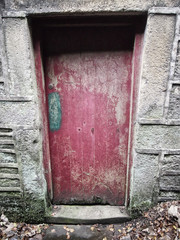 old red wooden door