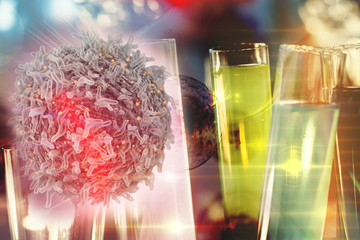 Cancer immunotherapy research concept cancer gene therapy with test tubes and pipette 