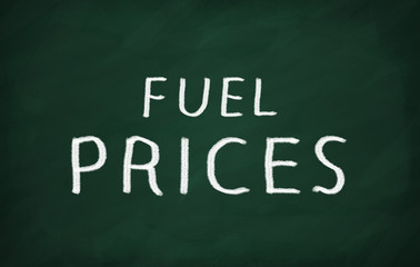 On the blackboard with chalk write FUEL PRICES