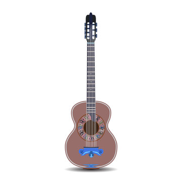 Vector illustration of classic guitar in flat style