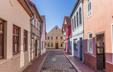 Fototapeta na wymiar Colorful cobblestoned in the center of Verden