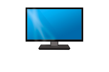flat icon with monitor, isolated on white background