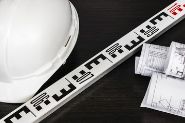 Important surveying on the construction site the foreman