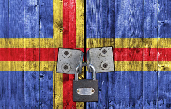 Aland flag on door with padlock