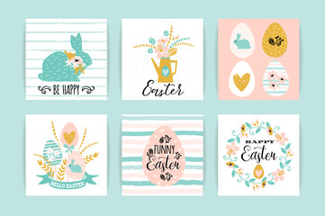 Happy Easter. Vector templates with lettering design