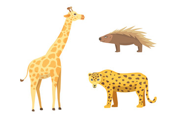Obraz premium African animals cartoon vector set.
