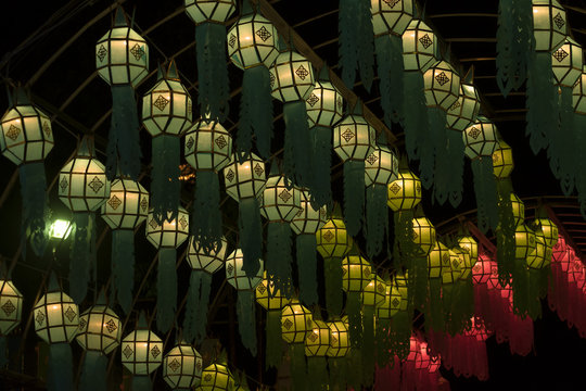 Native lantern / View of native lantern at night.