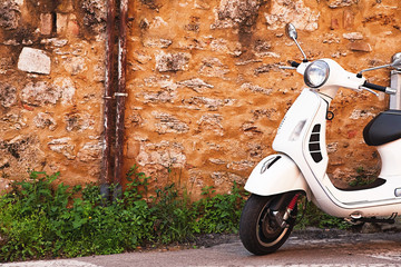 retro motorbike at the old street