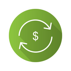 Money exchange flat linear long shadow icon