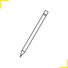 Pencil with eraser linear illustration