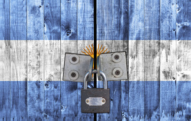 Argentina flag on door with padlock