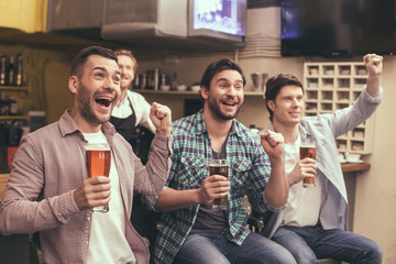 Friends having fun in pub